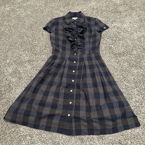 Karen Millen Blue/Brown Check Short Sleeve Dress Women’s U.S. Size 4